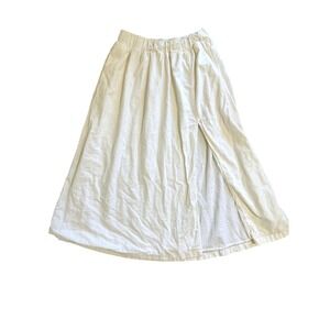 Abercrombie & Fitch Linen Blend Skirt White Midi Slit Elastic Waist Large Petite